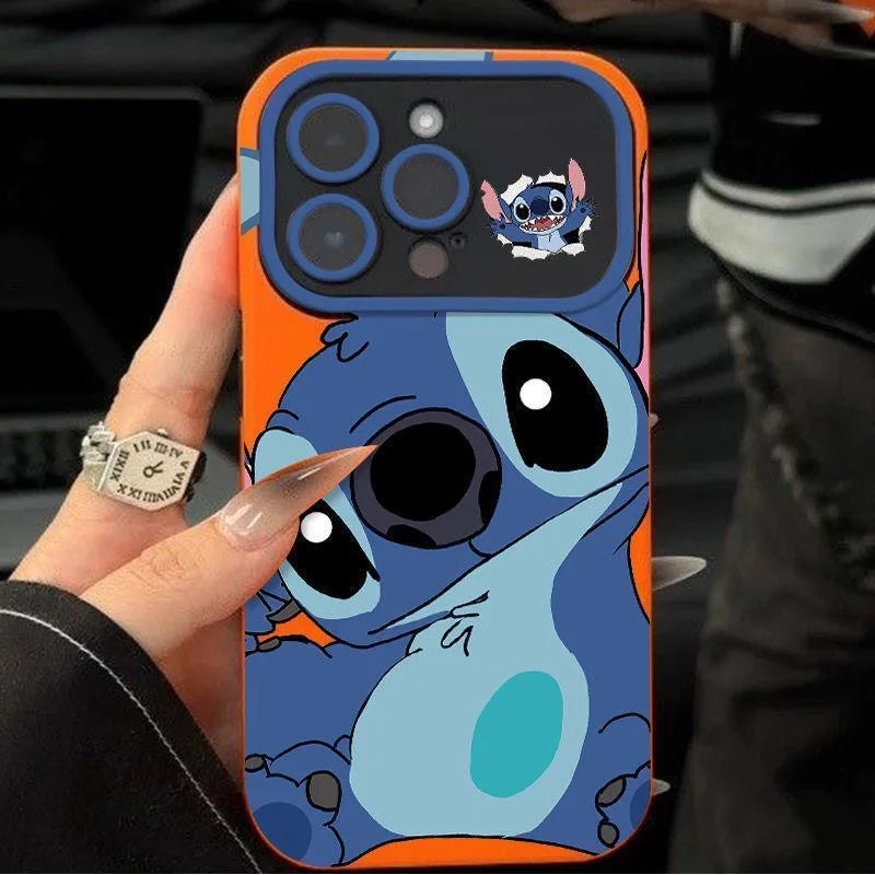 Capa de Silicone Desenho Divertido do Stitch para iPhone – Capa de Silicone Anti-Queda