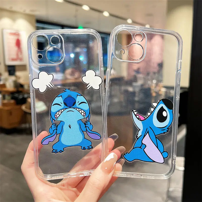 Capa de Telefone Disney Angry Stitch em TPU Macio para iPhone – Capa Fofa de Cartoon