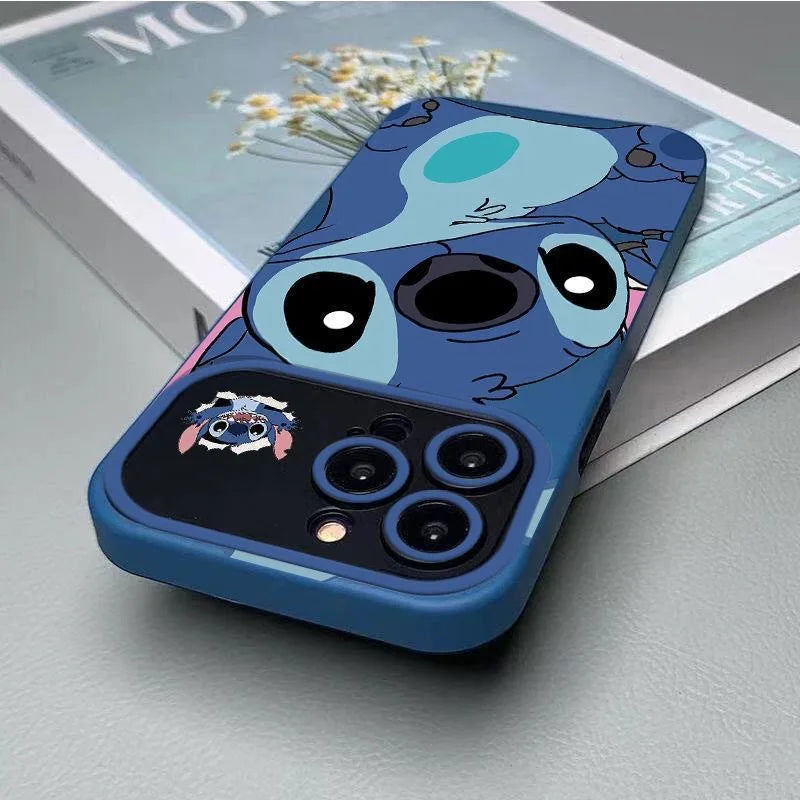 Capa de Silicone Desenho Divertido do Stitch para iPhone – Capa de Silicone Anti-Queda