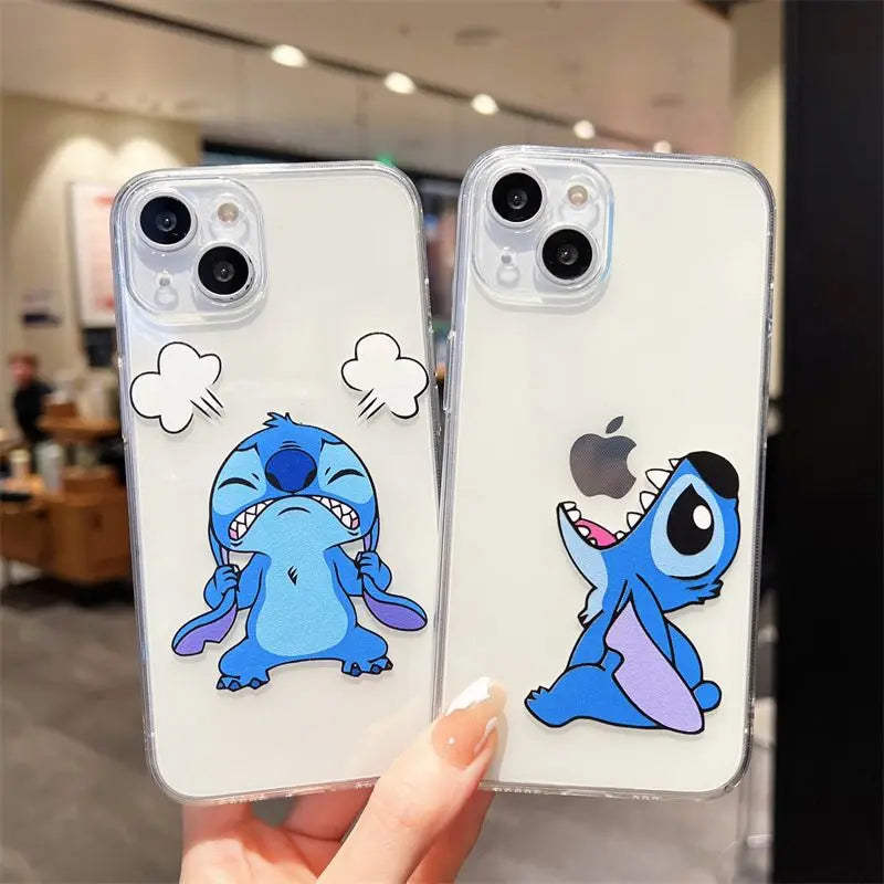 Capa de Telefone Disney Angry Stitch em TPU Macio para iPhone – Capa Fofa de Cartoon